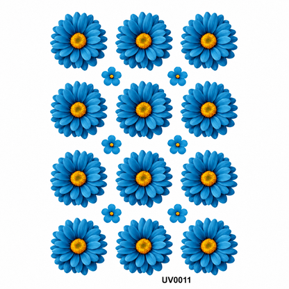 Blue Daisy Flowers UV DTF Sticker