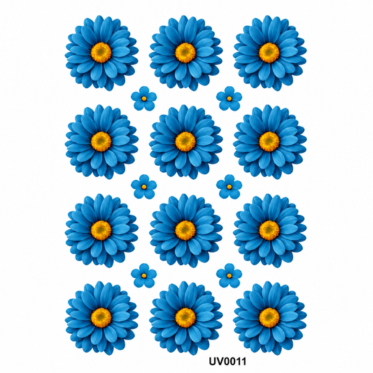 Blue Daisy Flowers UV DTF Sticker