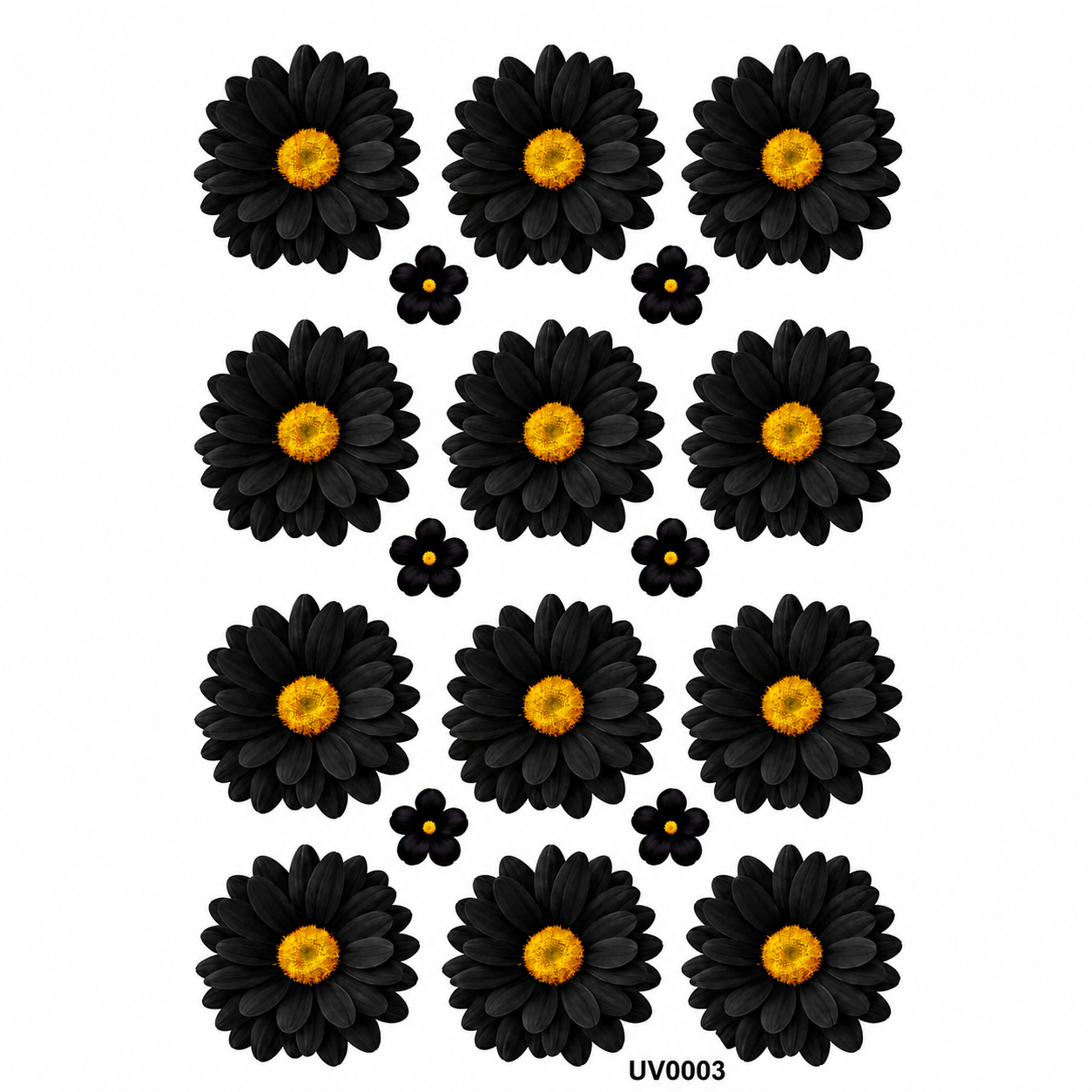 Black Daisy Flowers UV DTF Sticker