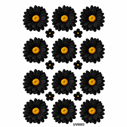 Black Daisy Flowers UV DTF Sticker