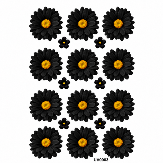 Black Daisy Flowers UV DTF Sticker