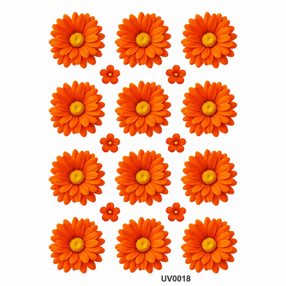 Orange Daisy Flowers UV DTF Sticker
