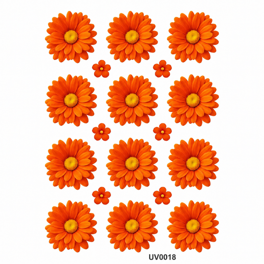 Orange Daisy Flowers UV DTF Sticker