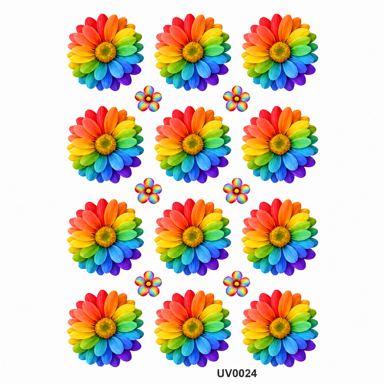 Rainbow Daisy Flowers UV DTF Sticker