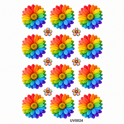 Rainbow Daisy Flowers UV DTF Sticker