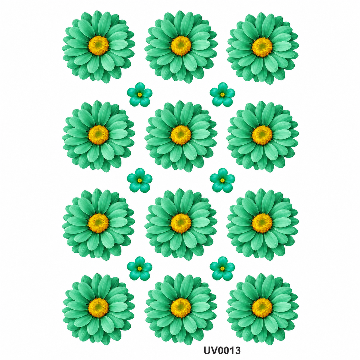 Rama Green Daisy Flowers UV DTF Sticker