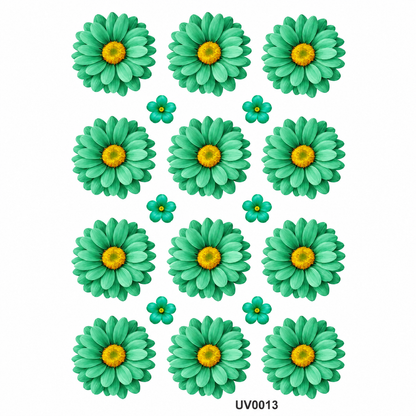 Rama Green Daisy Flowers UV DTF Sticker