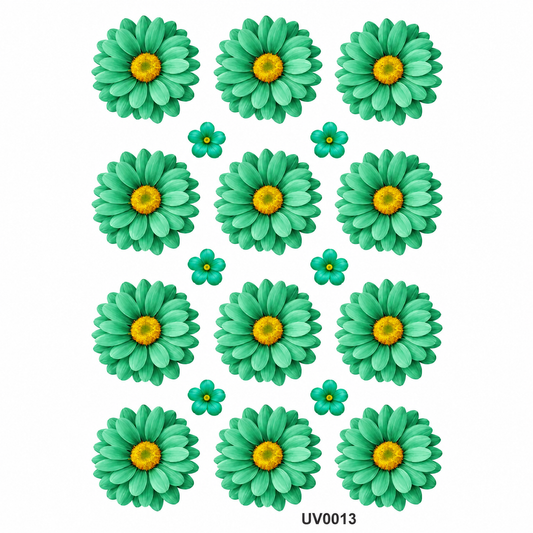 Rama Green Daisy Flowers UV DTF Sticker
