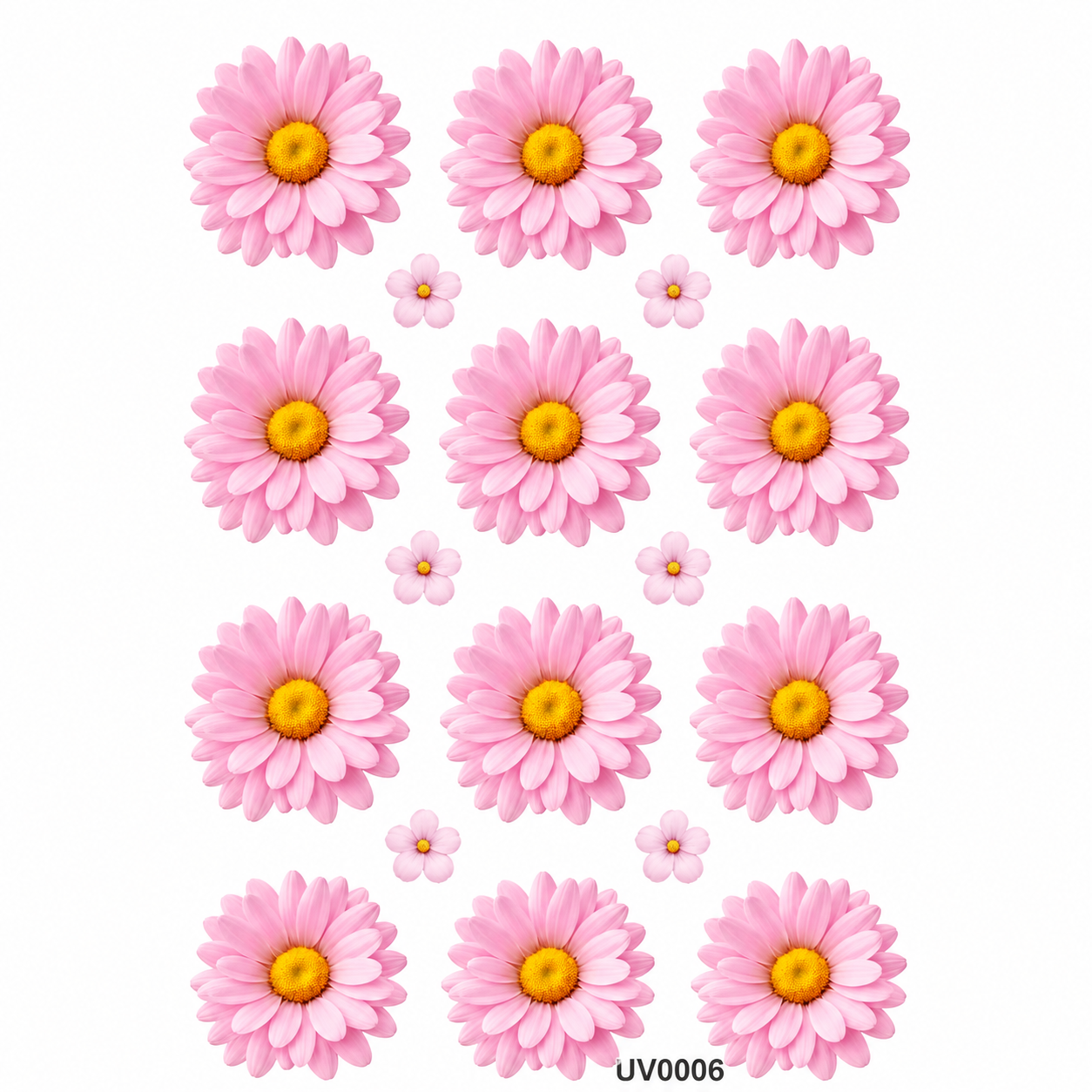 L.Pink Daisy Flowers UV DTF Sticker