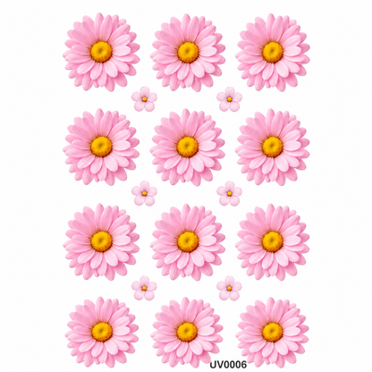 L.Pink Daisy Flowers UV DTF Sticker