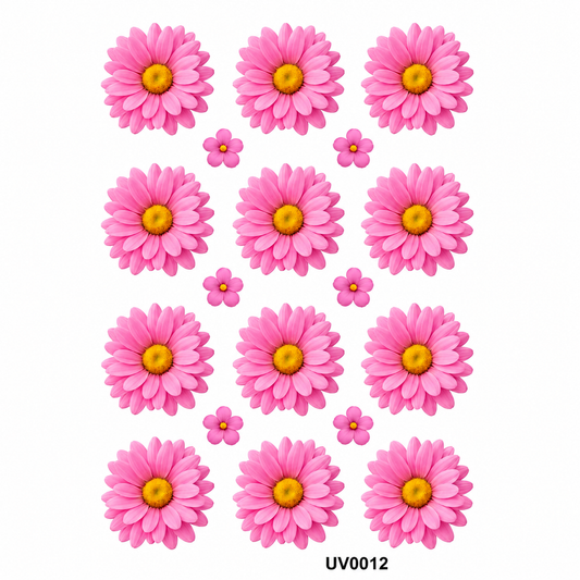 M.Pink Daisy Flowers UV DTF Sticker