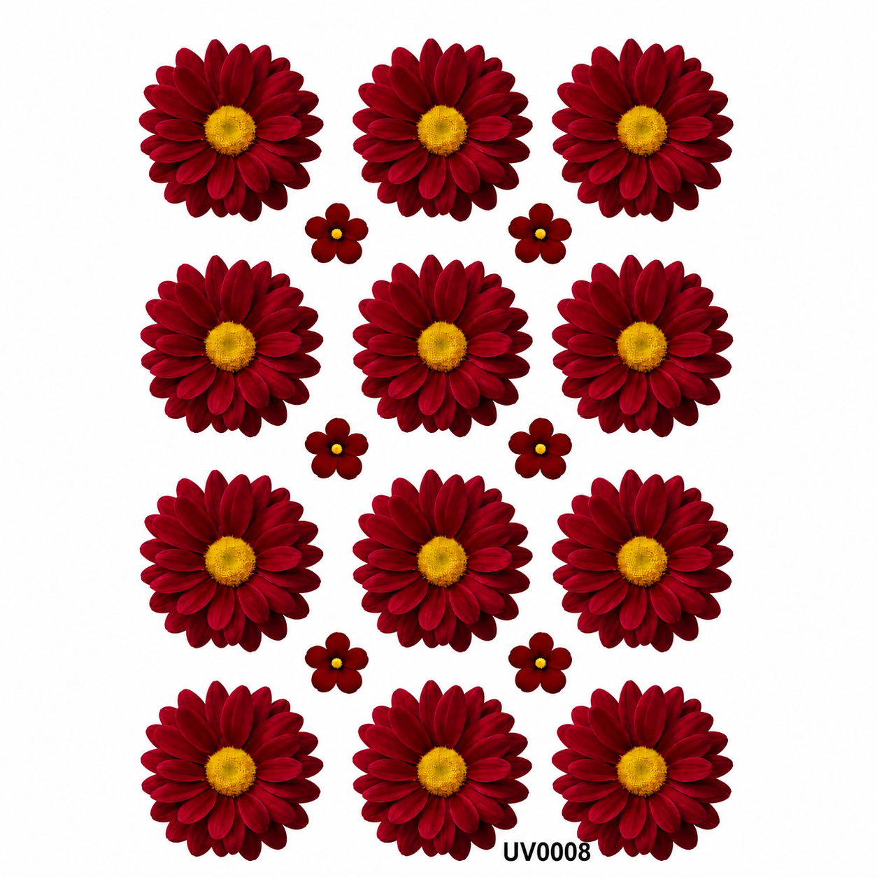 Maroon Daisy Flowers UV DTF Sticker