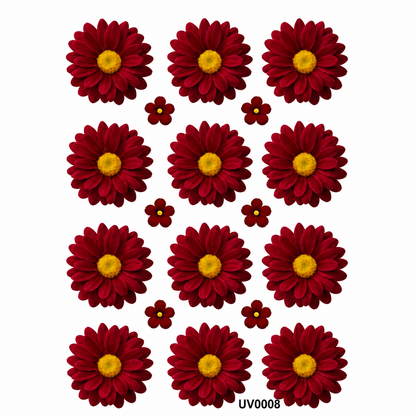 Maroon Daisy Flowers UV DTF Sticker