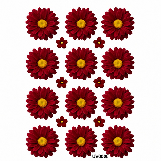 Maroon Daisy Flowers UV DTF Sticker