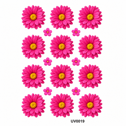 D.Pink Daisy Flowers UV DTF Sticker