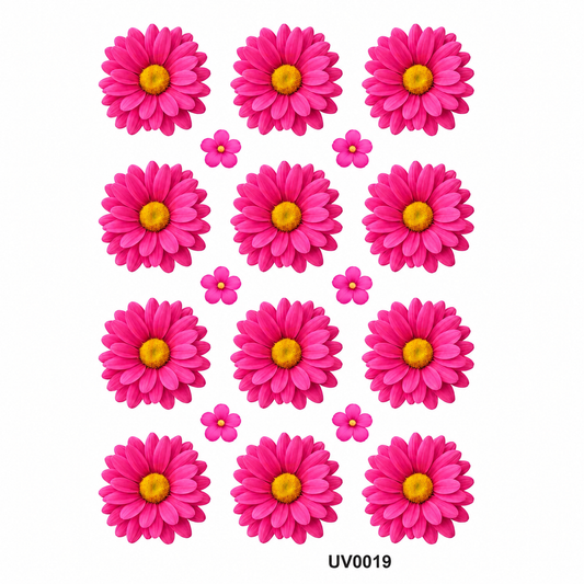 D.Pink Daisy Flowers UV DTF Sticker