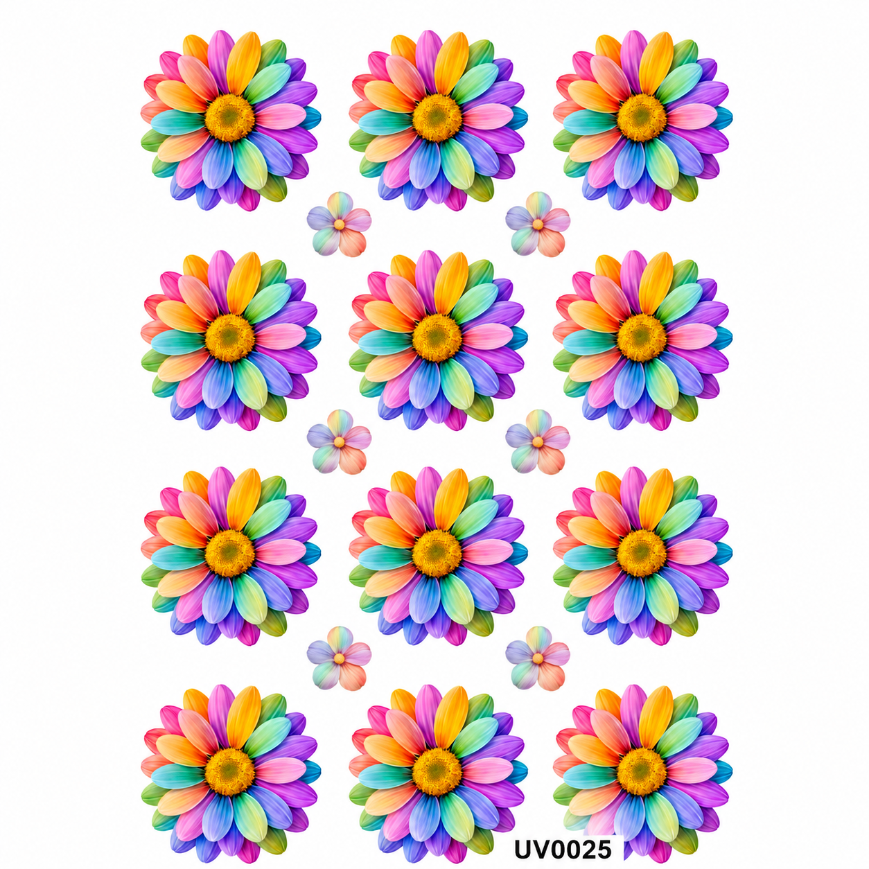 Pastel Rainbow Daisy Flowers UV DTF Sticker