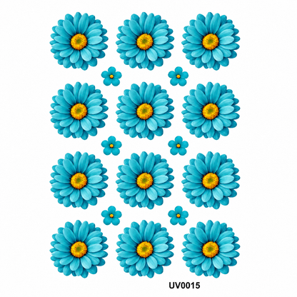 Ferozi Blue Daisy Flowers UV DTF Sticker