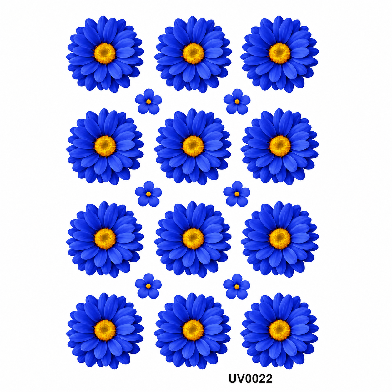 Royal Blue Daisy Flowers UV DTF Sticker