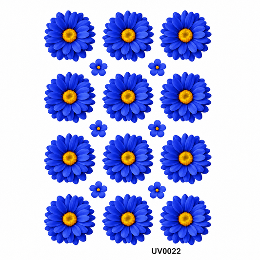 Royal Blue Daisy Flowers UV DTF Sticker