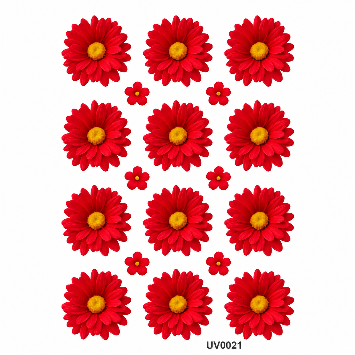 Red Daisy Flowers UV DTF Sticker