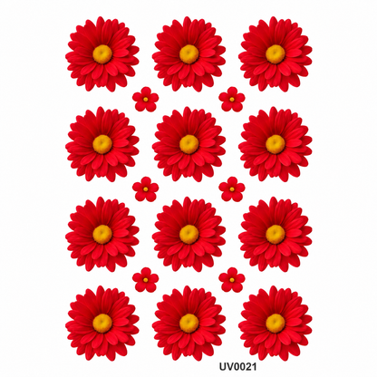 Red Daisy Flowers UV DTF Sticker