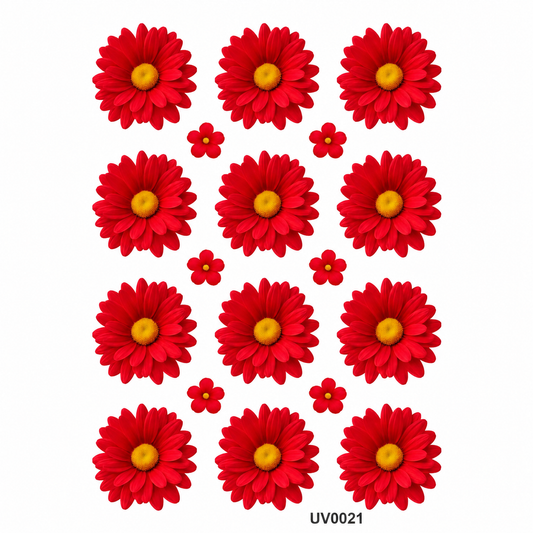 Red Daisy Flowers UV DTF Sticker
