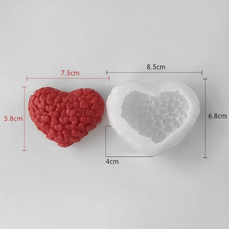 3D Small Hearts In Heart Cluster Handmade Mould