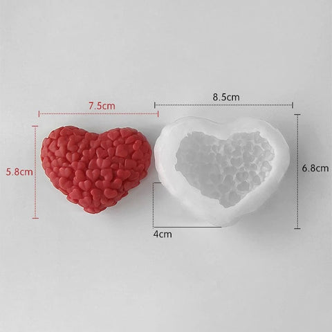 3D Small Hearts In Heart Cluster Handmade Mould
