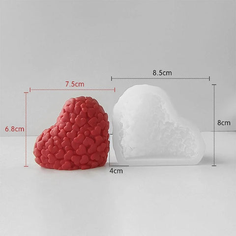 3D Hearts In Heart Soap & Candle Handmade Mould