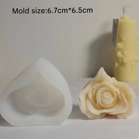 Heart Shape Rose Flower Soap & Candle Handmade Mould