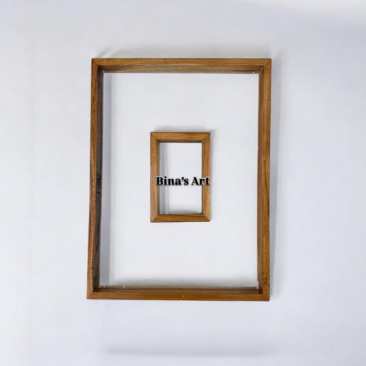 12x16 Double Box Teak Wood Floating Frame with Acrylic Base