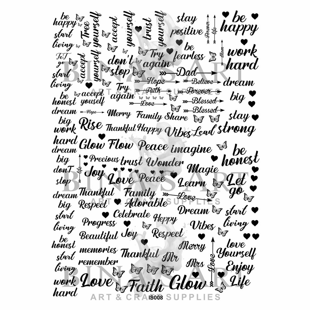 Tags , Positive Notes & Words (Transparent Sheet) – Bina's Art - Resin ...