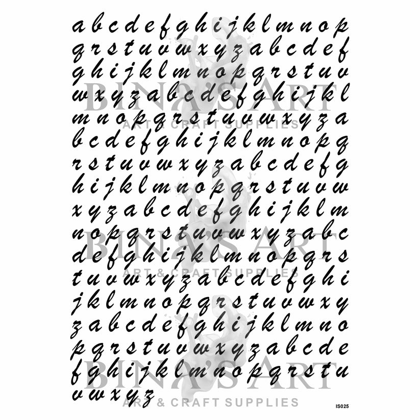 Cursive Alphabet Design (Transparent Sheet) – Bina's Art - Resin Store
