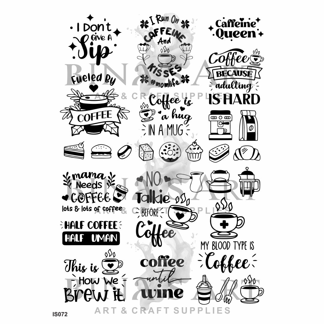 Coffee Theme Insert Sheet (Transparent Sheet)