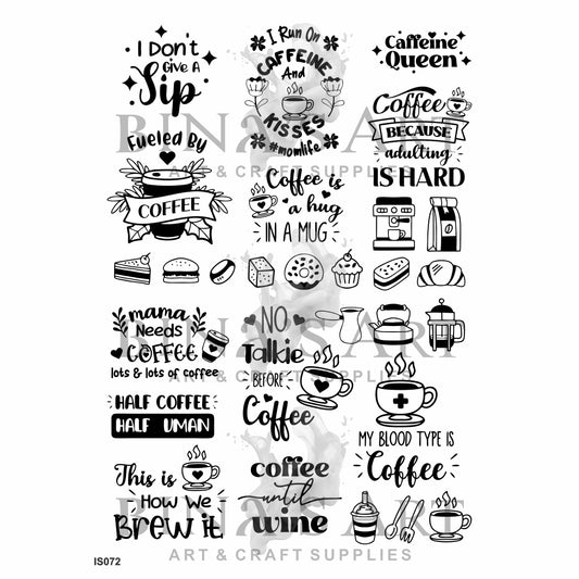Coffee Theme Insert Sheet (Transparent Sheet)