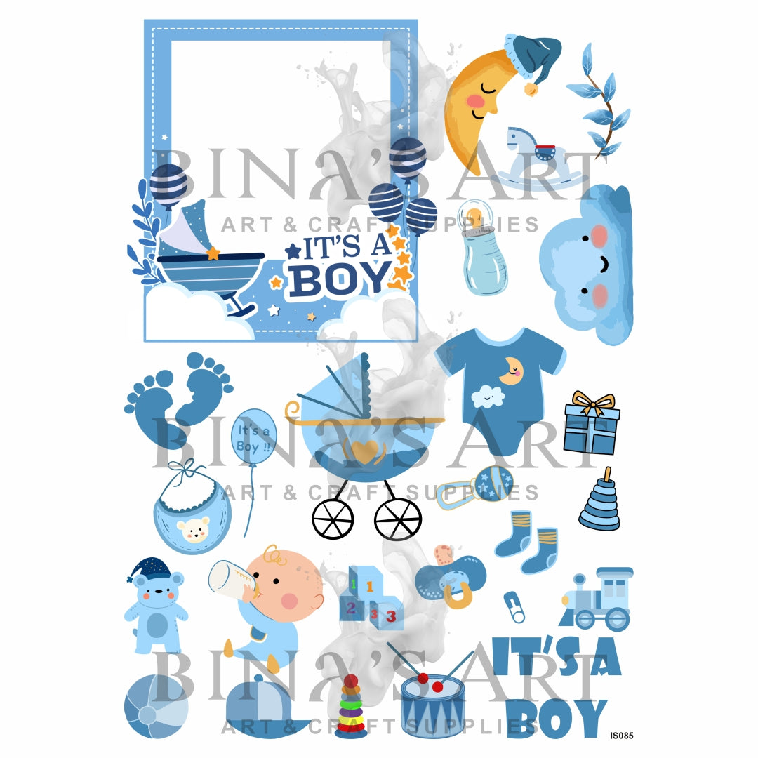 Baby Shower Boy Theme Insert Sheet (Transparent Sheet)