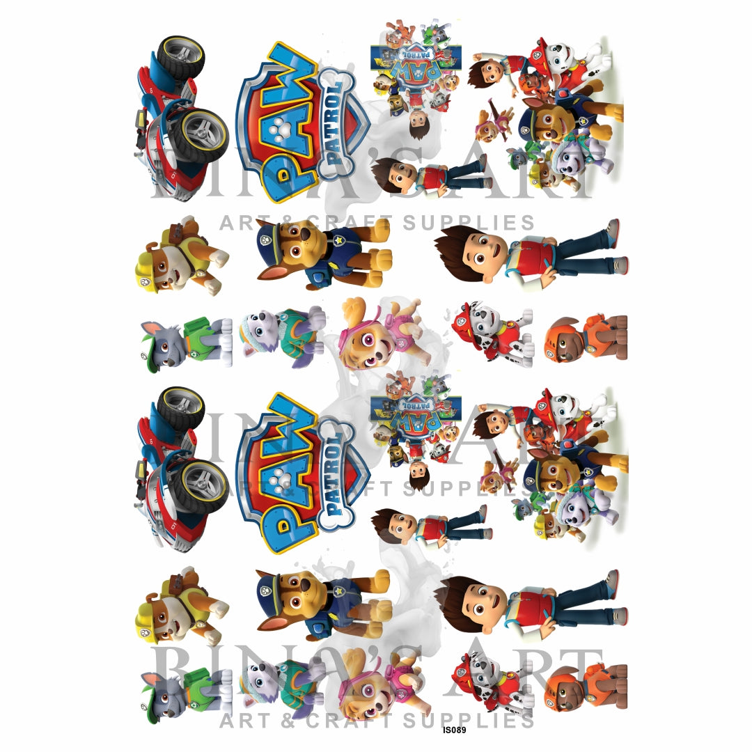 Paw Patrol Cartoon Insert Sheet (Transparent Sheet)