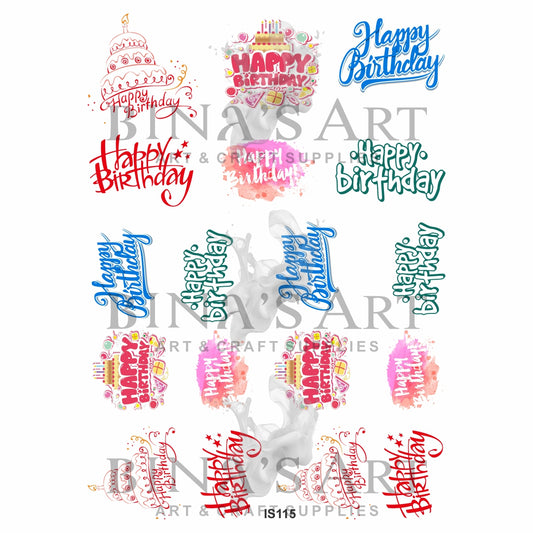 Happy Birthday Designs Insert Sheet (Transparent Sheet)