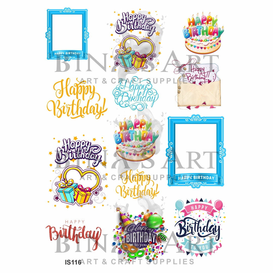 Happy Birthday Designs Insert Sheet (Transparent Sheet)