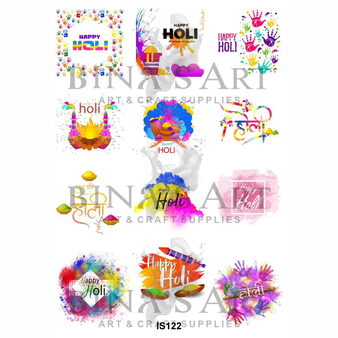 Happy Holi Designs Insert Sheet (Transparent Sheet)