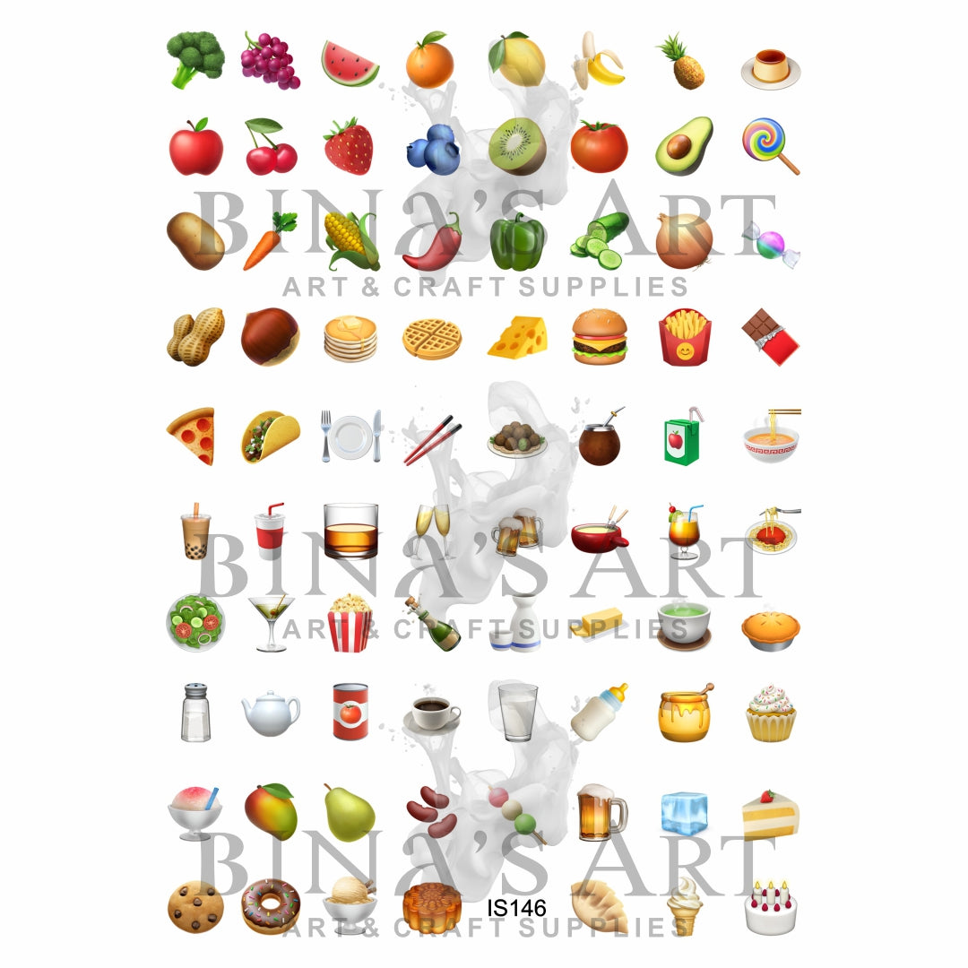 Food & Drinks 0.75 Inch Designs Insert Sheet (Transparent Sheet)