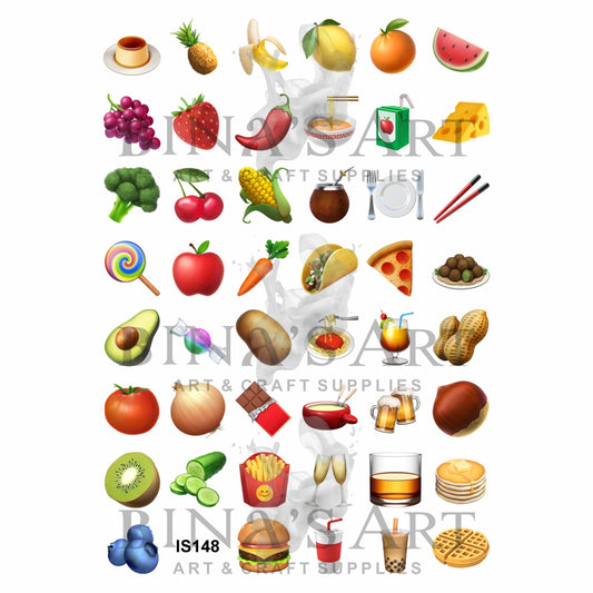 Food & Drinks 1.25 Inch Designs Insert Sheet (Transparent Sheet)