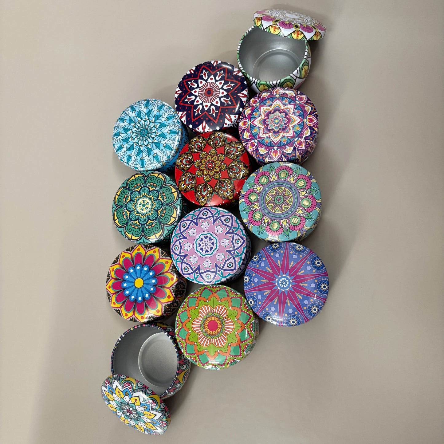 Mandala Patten Candle Display Tin Jar