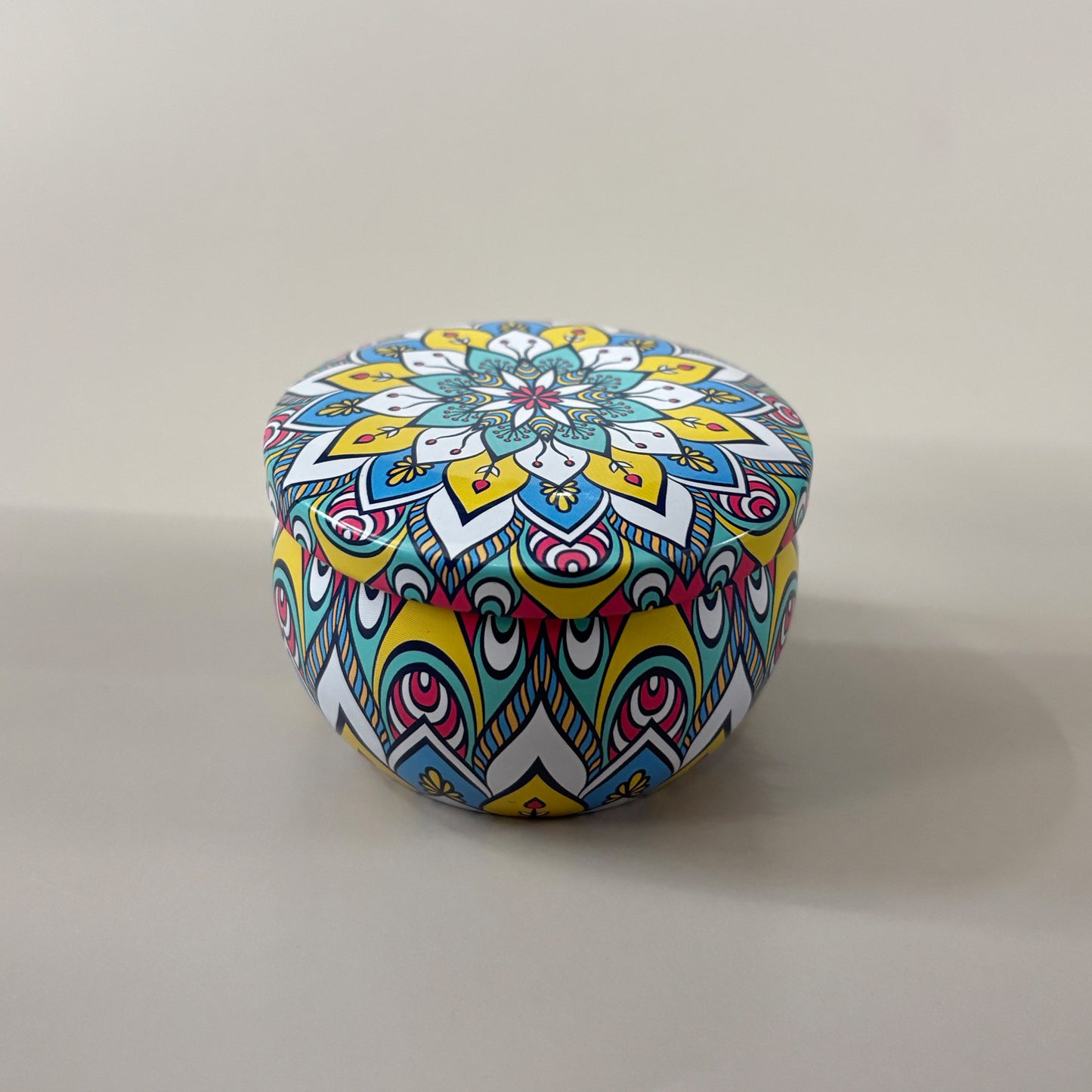 Mandala Patten Candle Display Tin Jar
