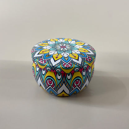 Mandala Patten Candle Display Tin Jar