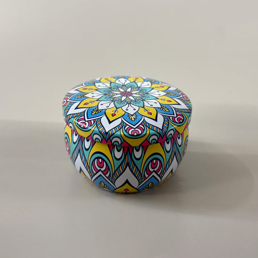Mandala Patten Candle Display Tin Jar