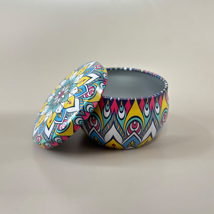 Mandala Patten Candle Display Tin Jar