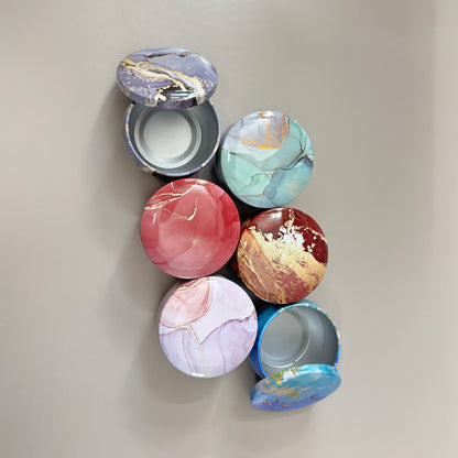 Marble Patten Candle Display Tin Jar