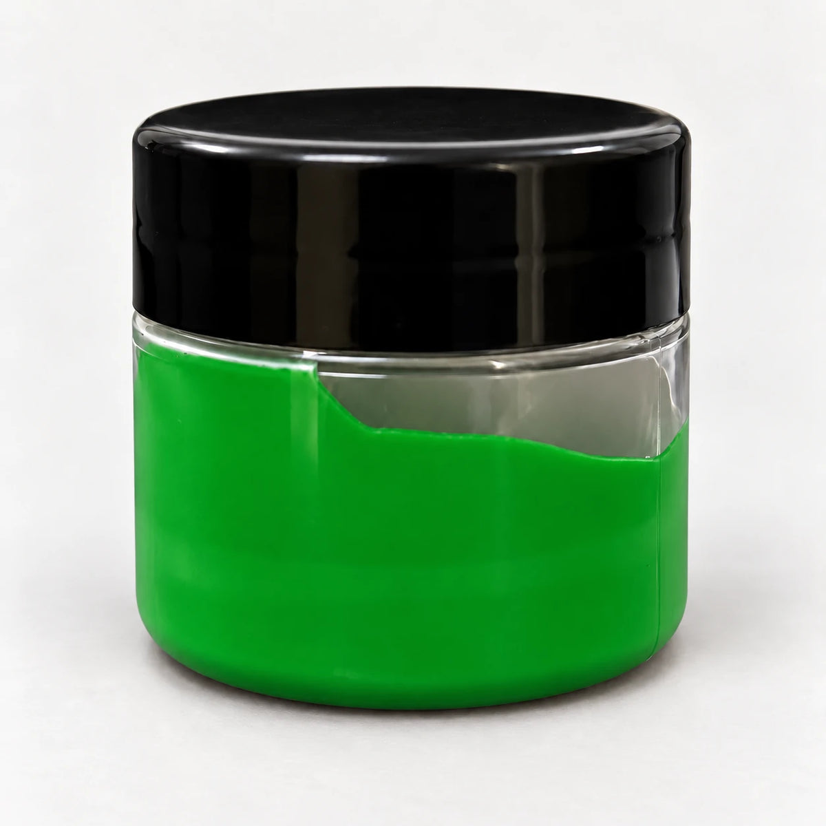 Leaf Green Opaque Pigment 20ml in a clear jar with a black lid